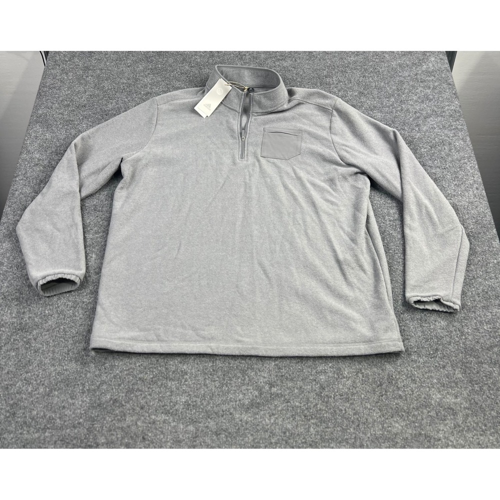 Adidas Mens 2XL Primegreen 1/4 Zip Fleece Golf Pullover Grey GU5098 NWT